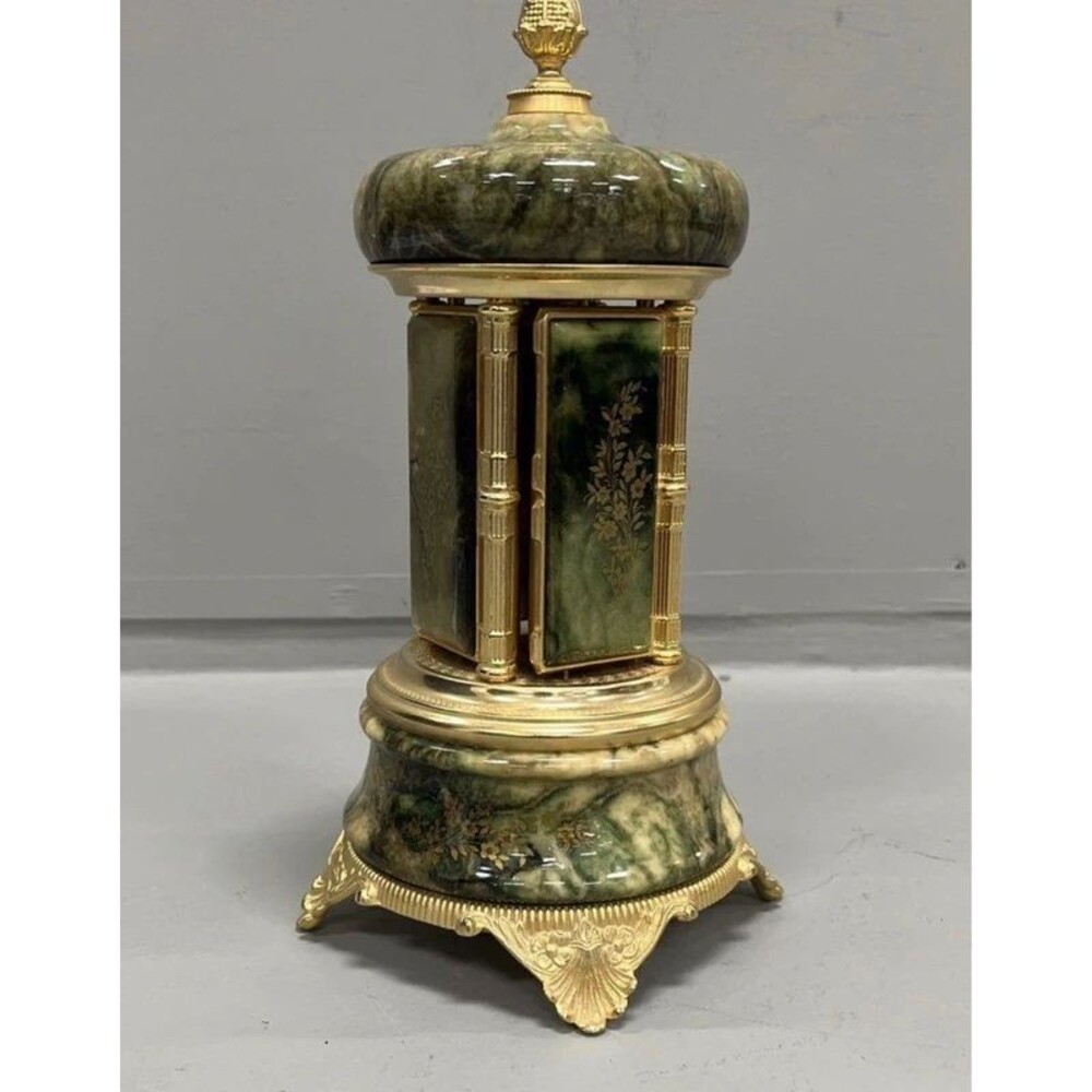 Reuge Swiss Made Green Marble Lipstick Carousel
